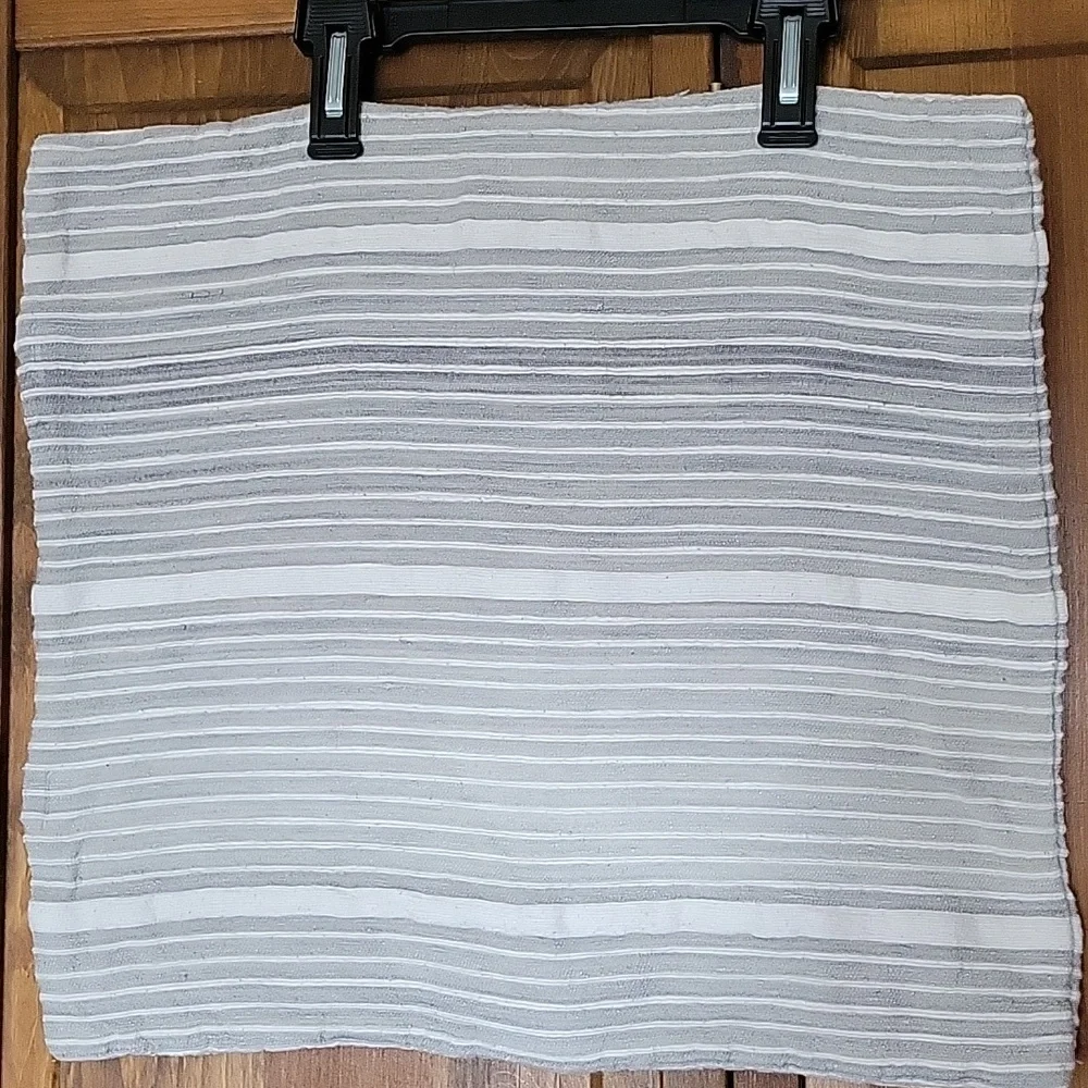 West Elm Silk Cotton Blend Mini Stripe Pearl Gray Accent Throw Pillow Cover